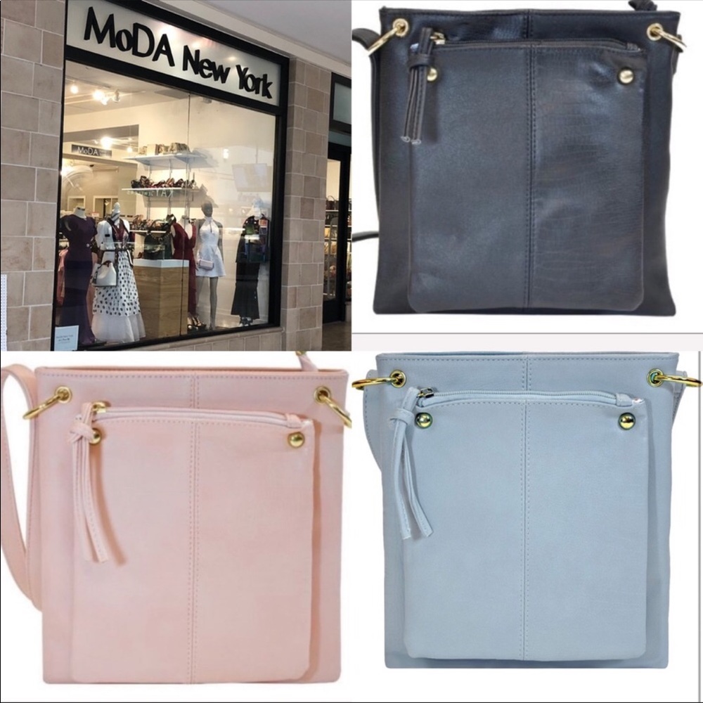 Double Messenger Crossbody Bag BLACK BLUE